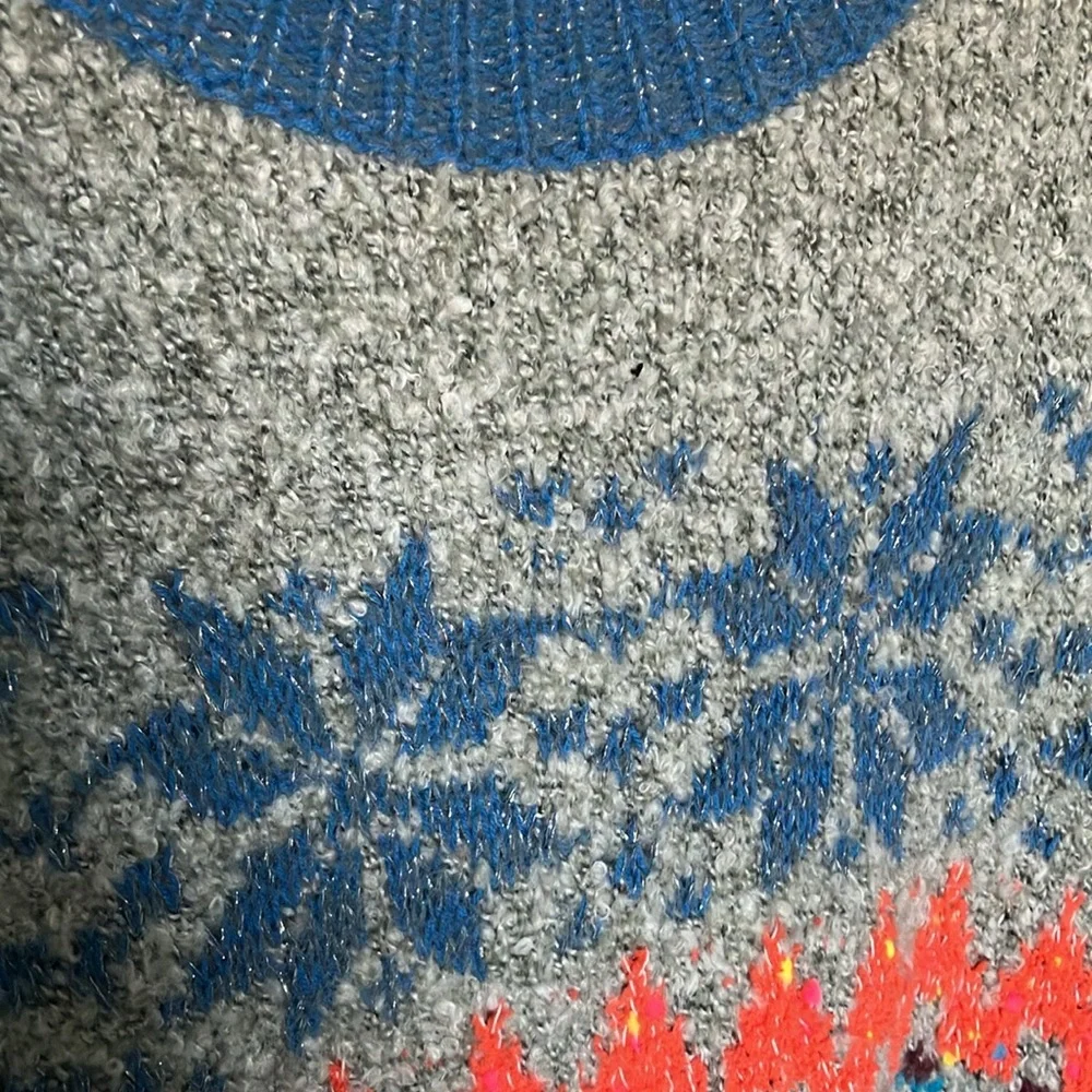 Free People Gray Fair Isle Snow Bunny Sweater Dress Small - Picture 3 of 9